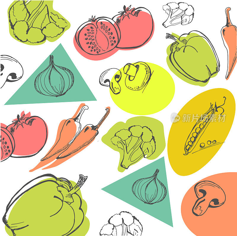 Hand drawn vegetables, food concept vector illustration